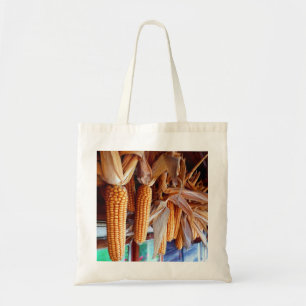 Dry Whole Ear Corn and Chickens on Reverse Tote Bag