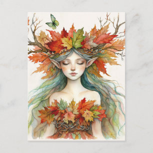 Dryad in Autumn Fairy-core Postcard