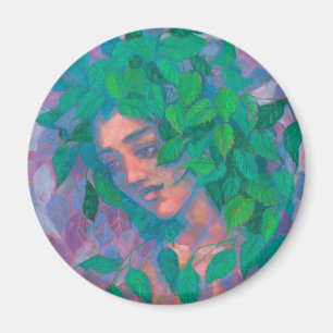 Dryad Tree Spirit Green Leaves Surreal Fantasy Art Magnet
