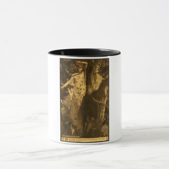 Dryad Woman So haunted Owl & Bat Night Moonlight Mug (Center)