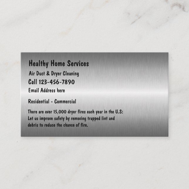 Dryer Vent Cleaning Services Business Card (Front)