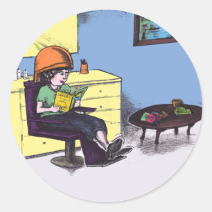 Drying Hair in a Beauty Salon Classic Round Sticker