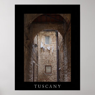 Drying laundry in Tuscany black poster