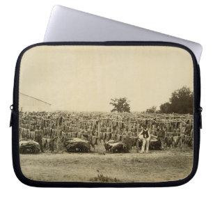 Drying leather, Argentina (albumen print on card) Laptop Sleeve