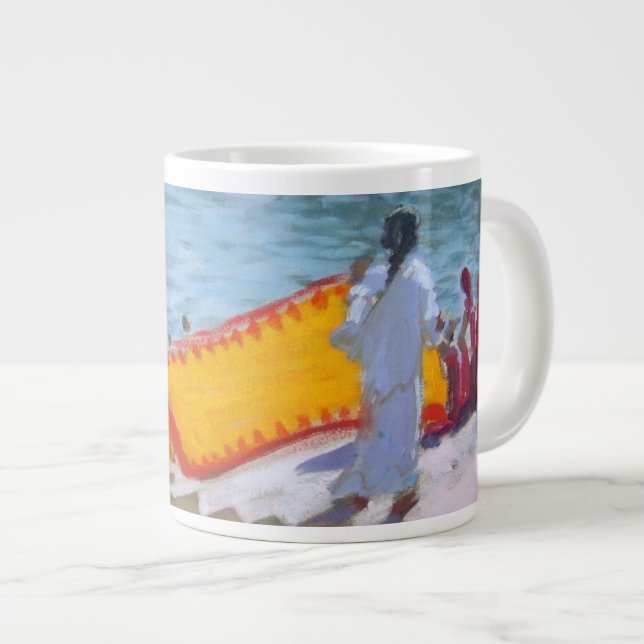 Drying Sari Pushkar Large Coffee Mug (Front Right)