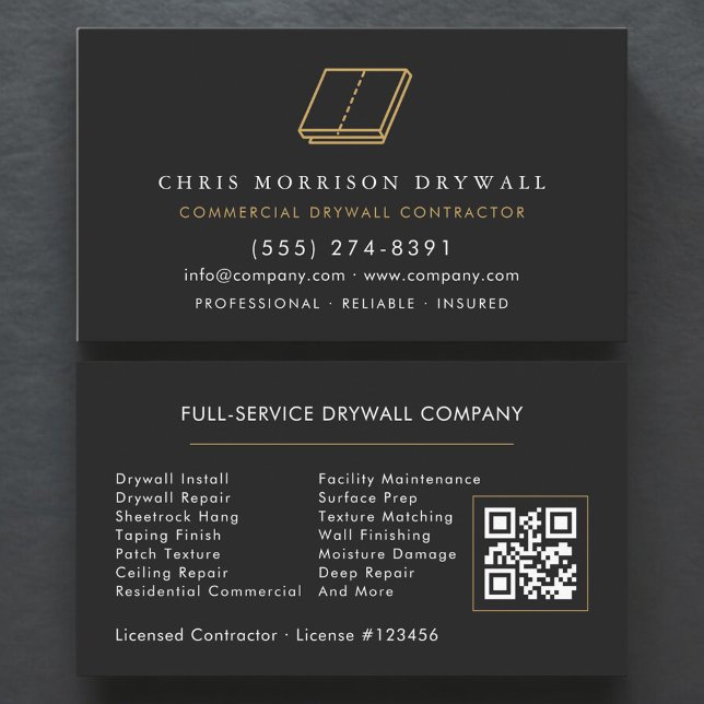 Drywall Company QR Code Business Card (Creator Uploaded)