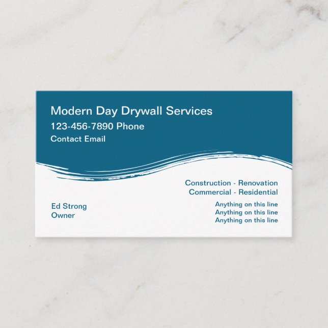 Drywall Contractor Modern Business Cards Design (Front)