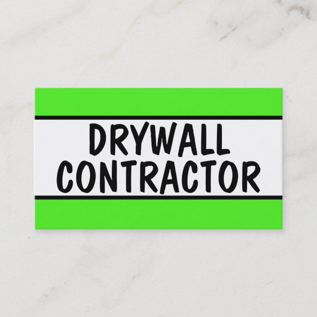 Drywall Contractor Neon Green Business Card (Front)
