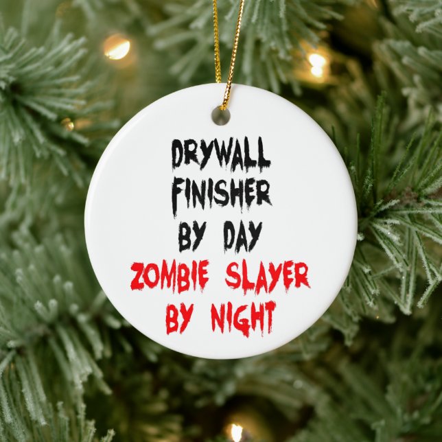 Drywall Finisher Zombie Slayer Ceramic Ornament (Tree)