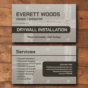 Drywall Installation Contractor Custom Branding Business Card