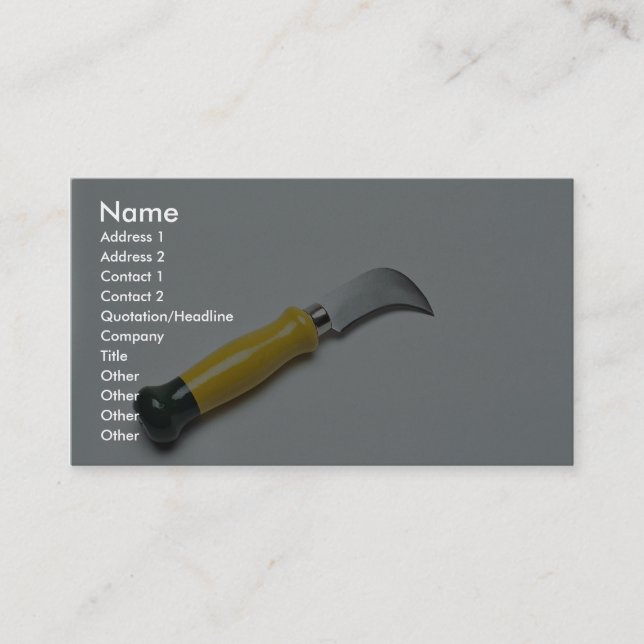 Drywall knife business card (Front)