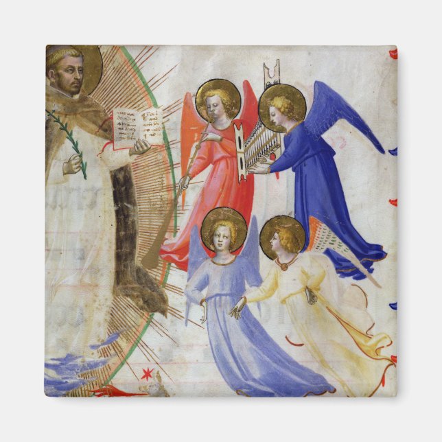 ds 558 f.67v St. Dominic with four musical angels, Magnet (Front)