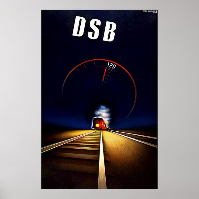 DSB Danske Statsbaner Danish State Railways Train Poster (Front)