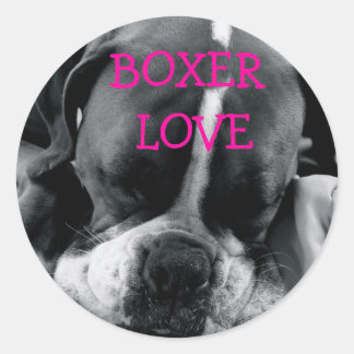 DSC00168, BOXER  LOVE CLASSIC ROUND STICKER