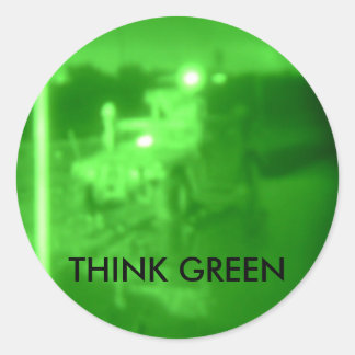 DSCF1048, THINK GREEN CLASSIC ROUND STICKER