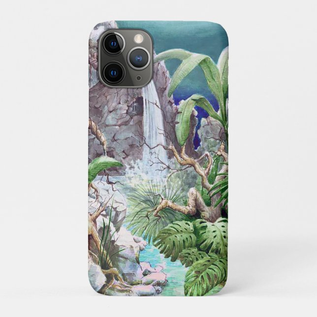 Dschungelzeichnung mit Wasserfall Case-Mate iPhone Case (Back)