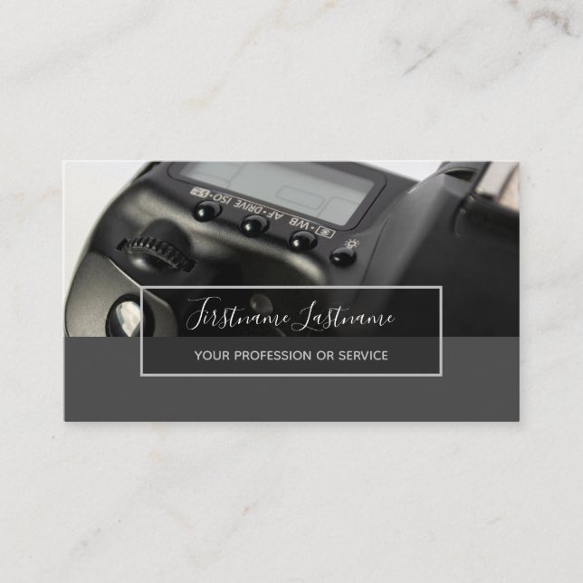 DSLR Camera lens for Photographers Videographers B Business Card (Front)