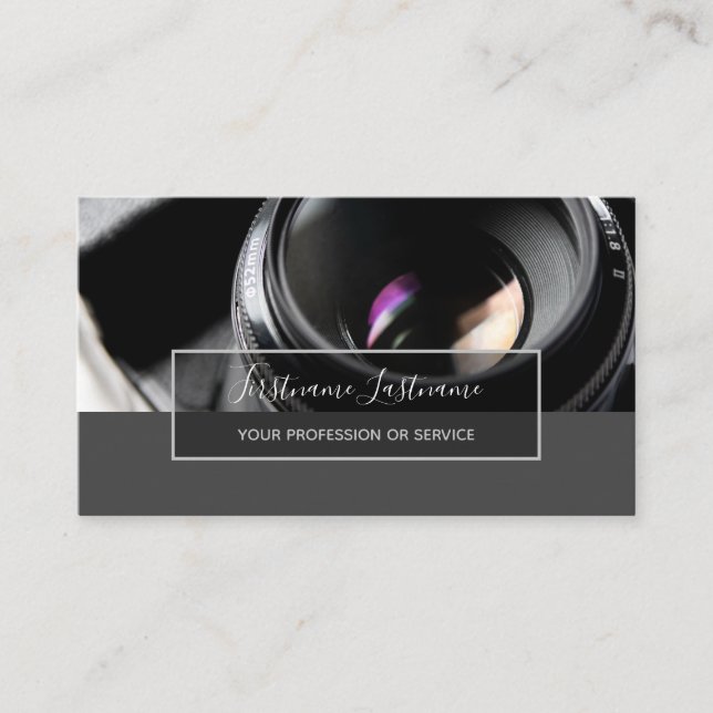 DSLR Camera lens for Photographers Videographers Business Card (Front)