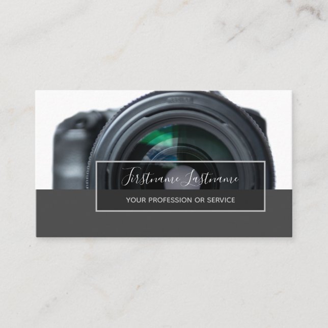 DSLR Camera lenses for Photographers Videographers Business Card (Front)
