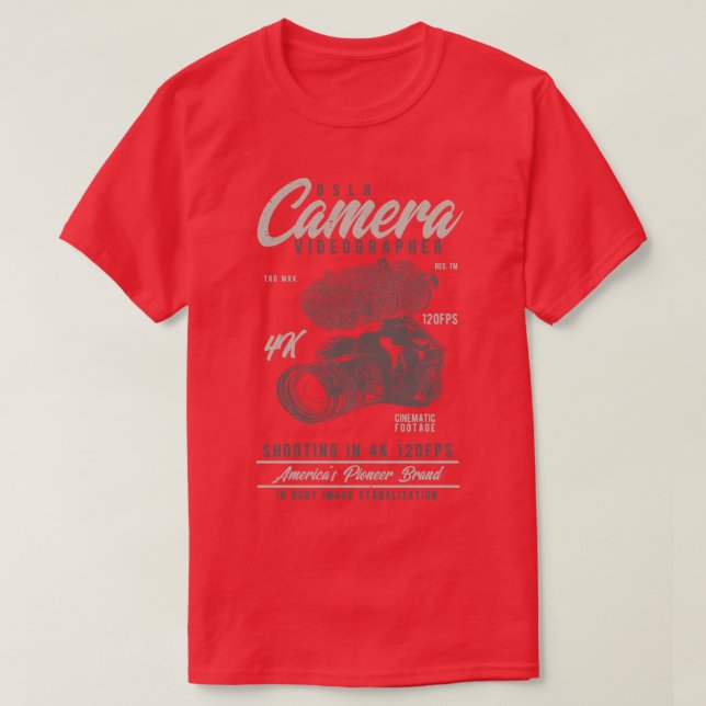 DSLR Camera Videographer T-Shirt (Design Front)