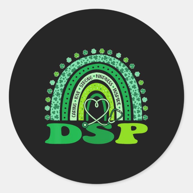 Dsp Rainbow St Patricks Day Direct Support Profess Classic Round Sticker (Front)