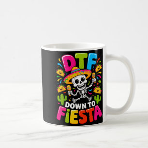 Dtf down to fiesta funny skull mexican kid for coffee mug