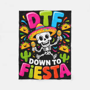 Dtf down to fiesta funny skull mexican kid for fleece blanket