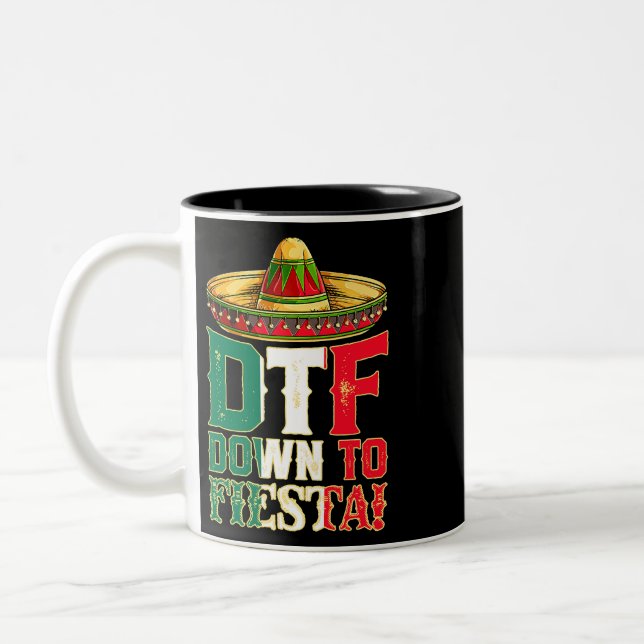 DTF Down To Fiesta Mexico Cinco de Mayo Men Mexica Two-Tone Coffee Mug (Left)