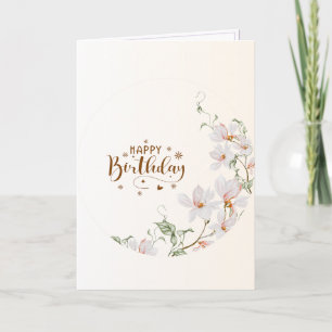 Du Rose Floral Wreath Folded Happy Birthday Card