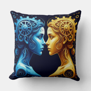 Dual Artistic Portrait of Complementary Mechanical Cushion