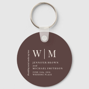Dual Chocolate Brown Beige Formal Event Wedding Key Ring