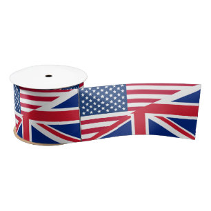 Dual Citizen American British Flag Ribbon Satin Ribbon