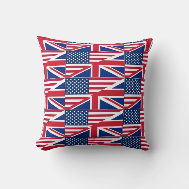 Dual Citizen American British Flag Throw Pillow (Front)