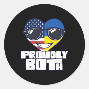 Dual Citizenship Proudly Both Usa Ukraine Classic Round Sticker