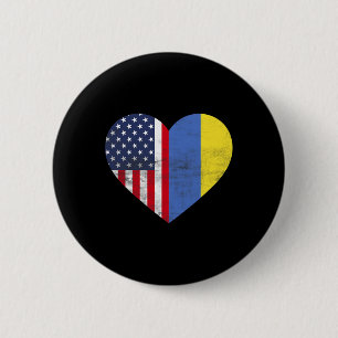 Dual Citizenship Usa Ukraine Heart American Ukrain 6 Cm Round Badge