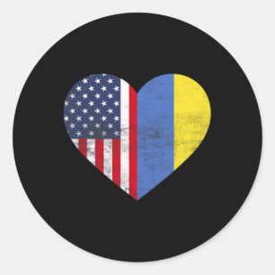 Dual Citizenship Usa Ukraine Heart American Ukrain Classic Round Sticker