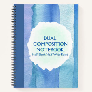 DUAL COMPOSITION BLUE HALF BLANK/WIDE RULED  NOTEBOOK