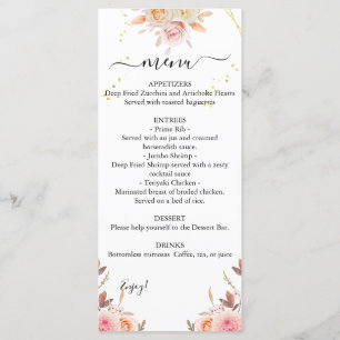 Dual Dahlia & Roses Wedding Menu