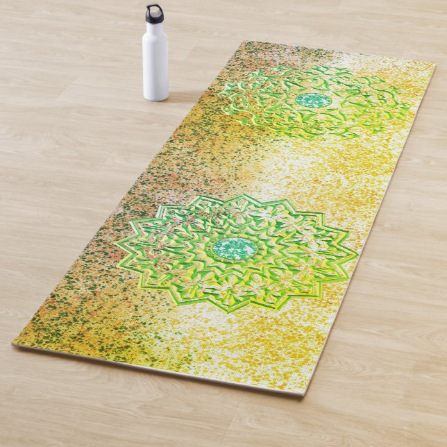 Dual Emerald Green Mandala  Yoga Mat (In Situ)