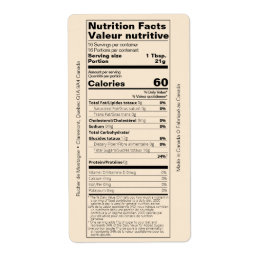 Dual English/French Honey Nutrition Facts Product