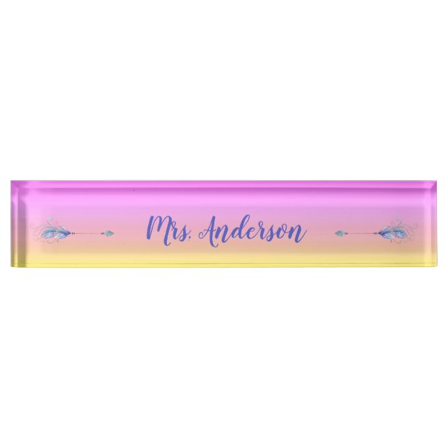 Dual Feathered Boho Arrows Personalised Nameplate (Front)