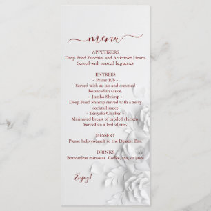 Dual Floral Roses Wedding Menu
