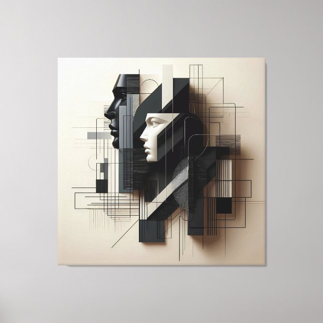 Dual Geometric Profile Canvas Print (Front)