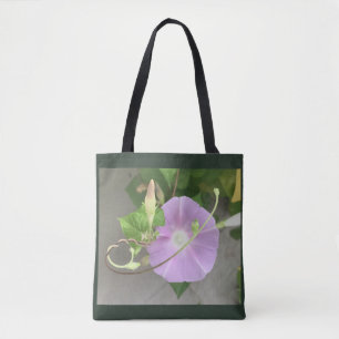 Dual-Image Flower and Tendril Morning Glory Tote Bag