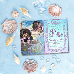 DUAL Mermaid Party Under the Sea Birthday Card