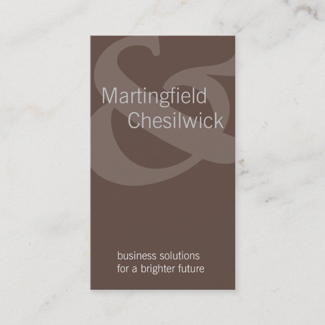 Dual Name Company Brown Tilted Ampersand Business Card (Front)