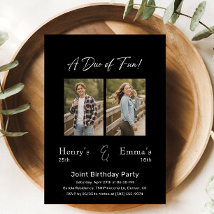 Dual Photo Milestone Double Joint Birthday Party Invitation