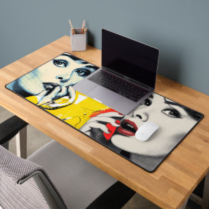 Dual pop art portrait desk mat