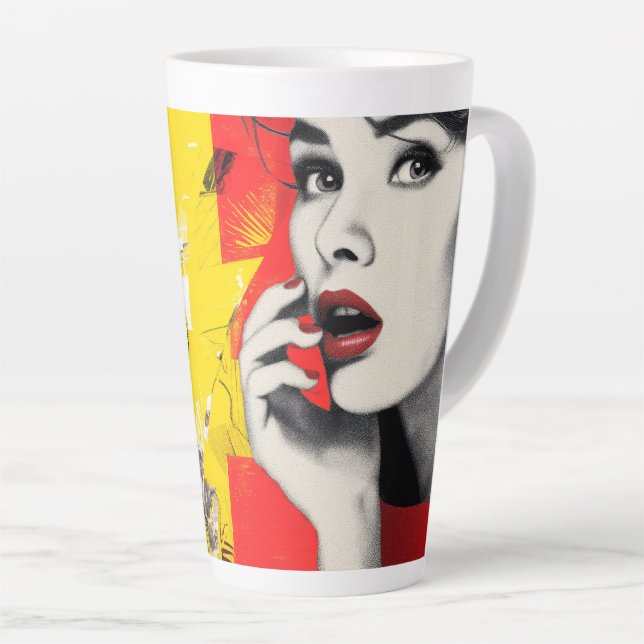 Dual pop art portrait  latte mug (Right Angle)