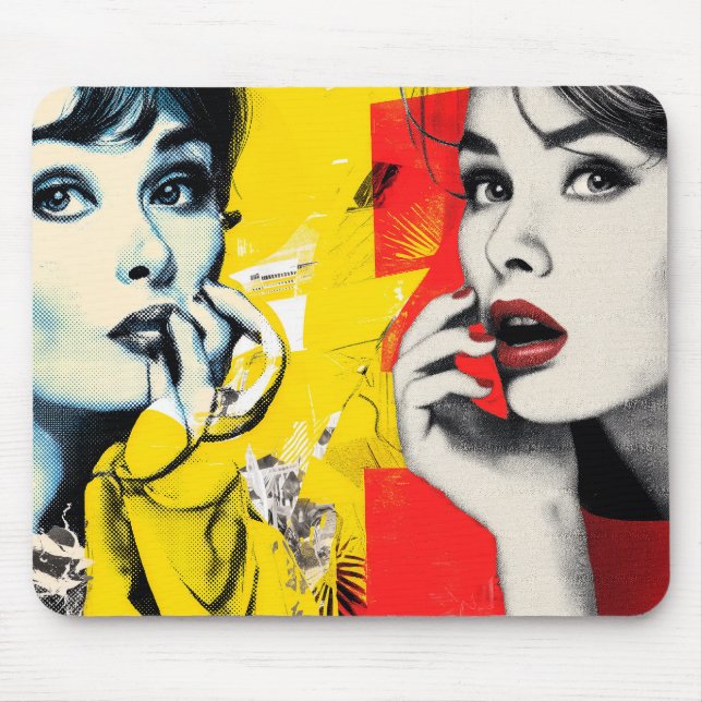 Dual pop art portrait  mouse pad (Front)